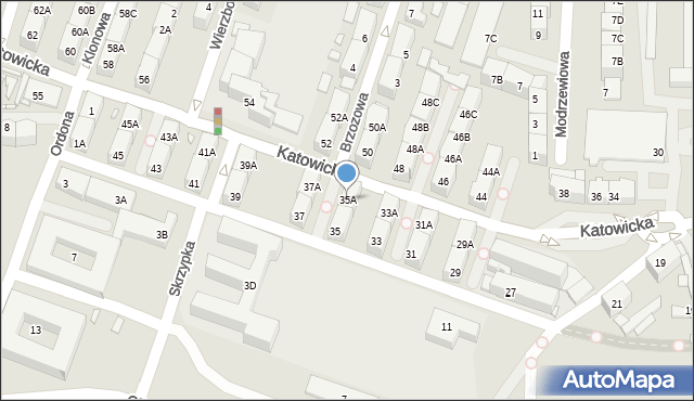 Katowice, Katowicka, 35A, mapa Katowic