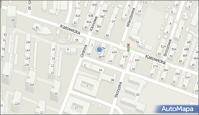 Katowice, Katowicka, 45, mapa Katowic