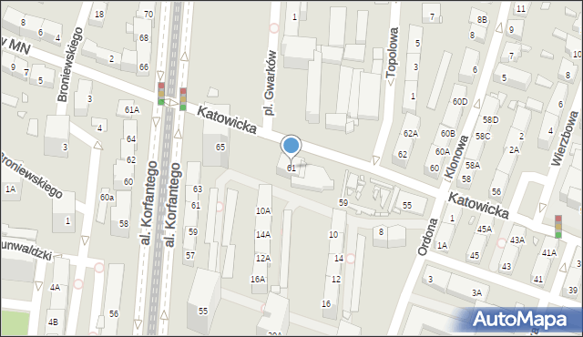 Katowice, Katowicka, 61, mapa Katowic