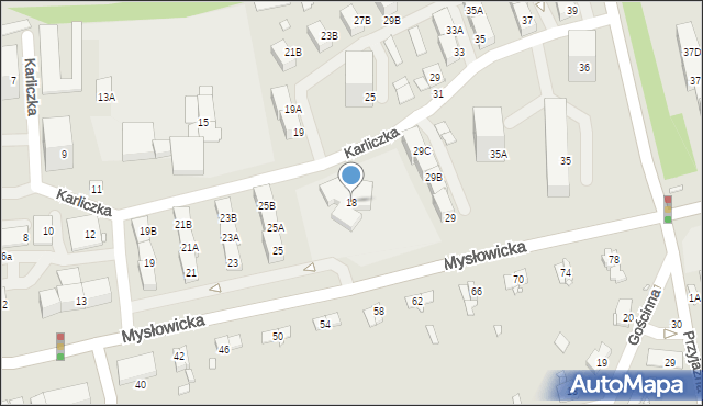 Katowice, Karliczka, 18, mapa Katowic