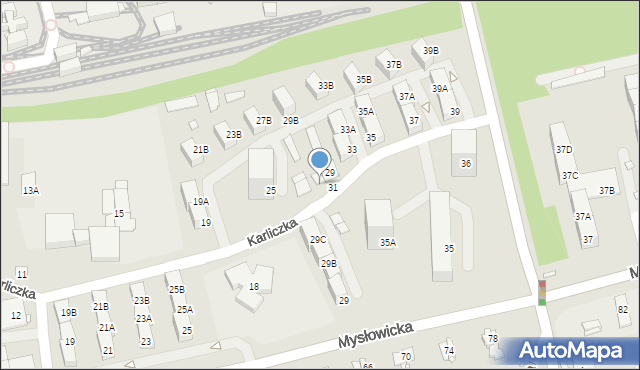 Katowice, Karliczka, 31A, mapa Katowic