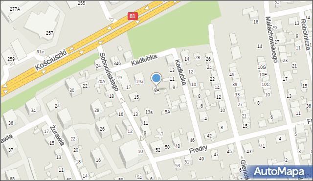 Katowice, Kadłubka Wincentego, bp., 9A, mapa Katowic