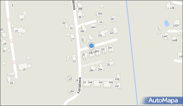 Katowice, Kanałowa, 30c, mapa Katowic