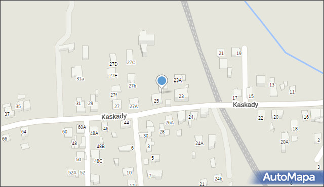 Katowice, Kaskady, 25A, mapa Katowic