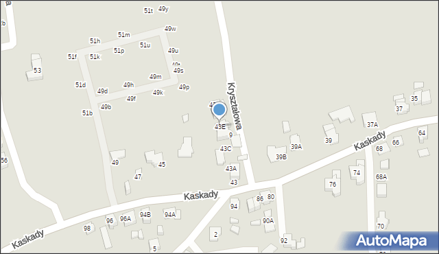 Katowice, Kaskady, 43E, mapa Katowic