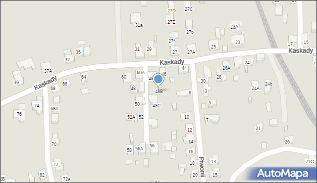 Katowice, Kaskady, 48B, mapa Katowic