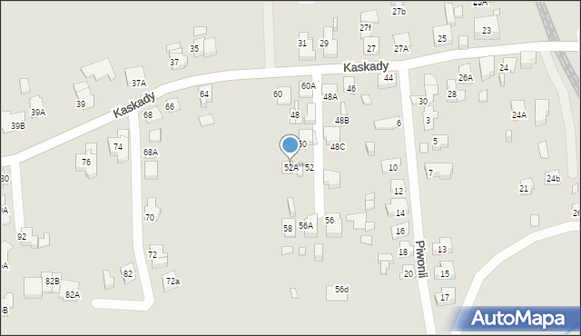 Katowice, Kaskady, 52A, mapa Katowic