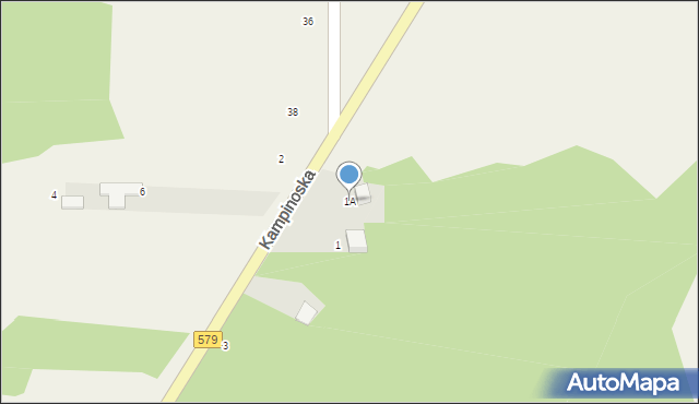 Kazuń-Bielany, Kampinoska, 1A, mapa Kazuń-Bielany