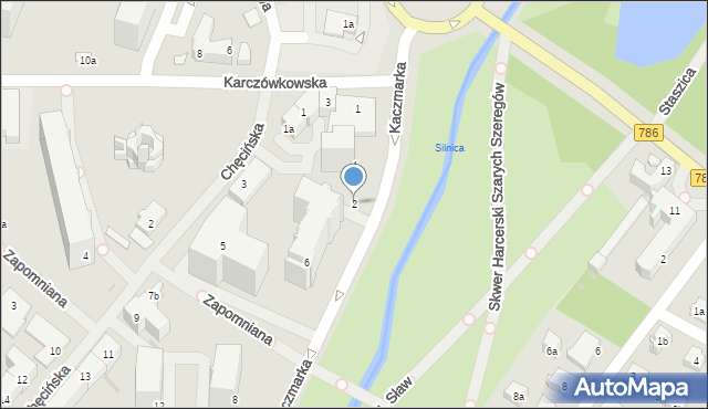 Kielce, Kaczmarka Czesława, bp., 2, mapa Kielc