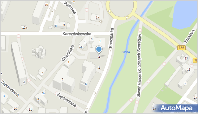 Kielce, Kaczmarka Czesława, bp., 4, mapa Kielc