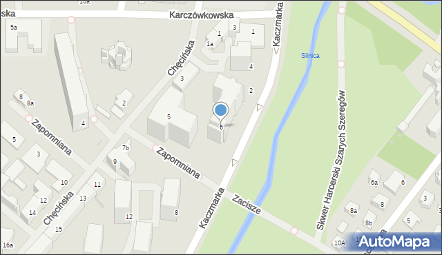 Kielce, Kaczmarka Czesława, bp., 6, mapa Kielc