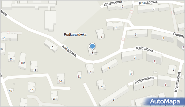 Kielce, Kalcytowa, 9, mapa Kielc