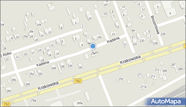 Kielce, Kadena Karola Henryka, 15a, mapa Kielc