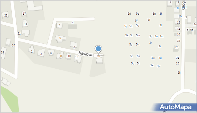 Kiełczówek, Kawowa, 16, mapa Kiełczówek