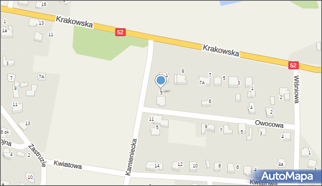 Kobiernice, Kamieniecka, 3, mapa Kobiernice