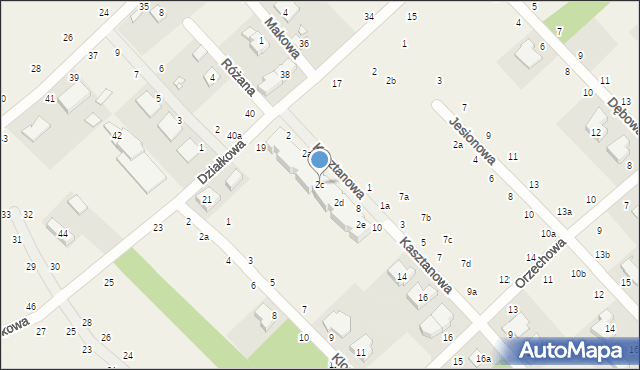 Kobylniki, Kasztanowa, 2c, mapa Kobylniki