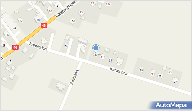 Kochanowice, Karwieńca, 9, mapa Kochanowice