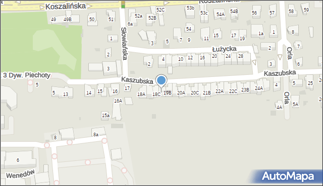 Kołobrzeg, Kaszubska, 19A, mapa Kołobrzegu