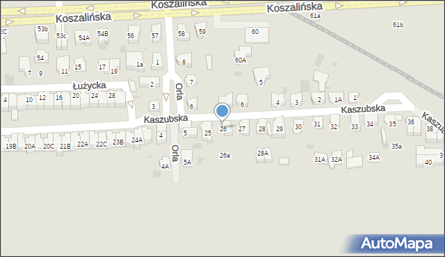 Kołobrzeg, Kaszubska, 26, mapa Kołobrzegu