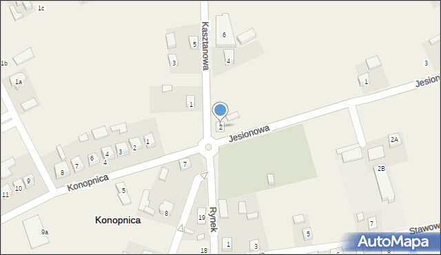 Konopnica, Kasztanowa, 2, mapa Konopnica