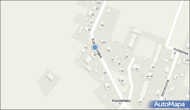 Korzeńsko, Kasztanowa, 51, mapa Korzeńsko