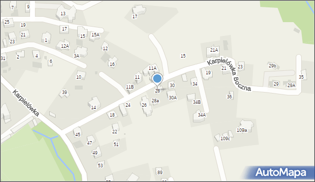 Kościelisko, Karpielówka Boczna, 28, mapa Kościelisko