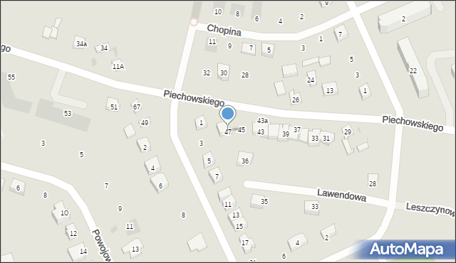 Kościerzyna, Kalinowa, 47, mapa Kościerzyna