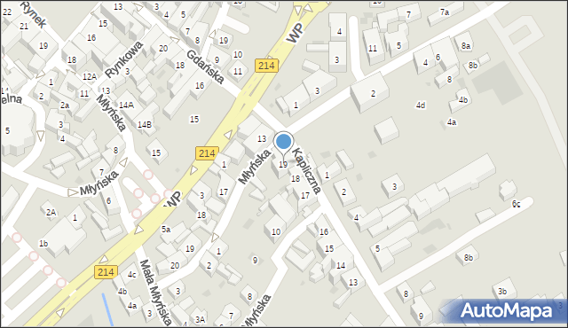 Kościerzyna, Kapliczna, 19, mapa Kościerzyna