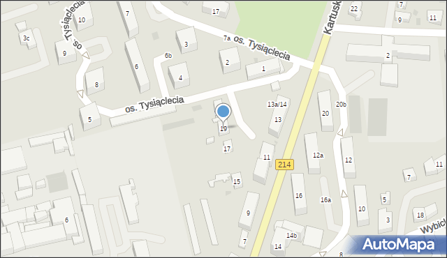 Kościerzyna, Kartuska, 19, mapa Kościerzyna