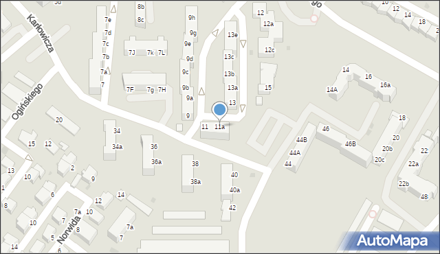 Koszalin, Karłowicza Mieczysława, 11a, mapa Koszalina