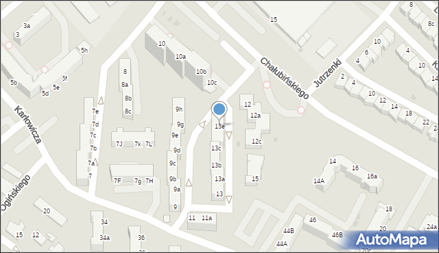 Koszalin, Karłowicza Mieczysława, 13e, mapa Koszalina