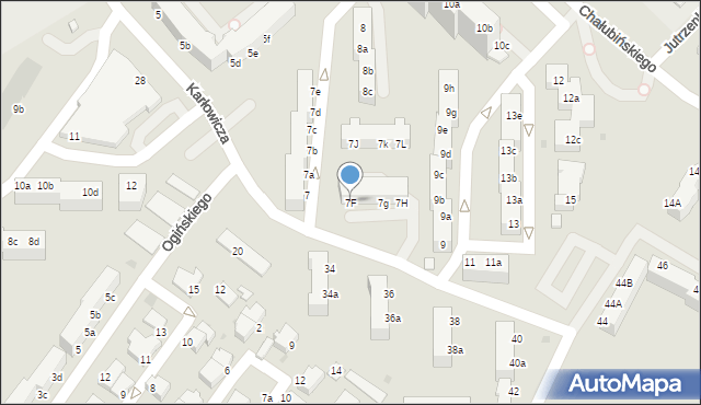 Koszalin, Karłowicza Mieczysława, 7F, mapa Koszalina