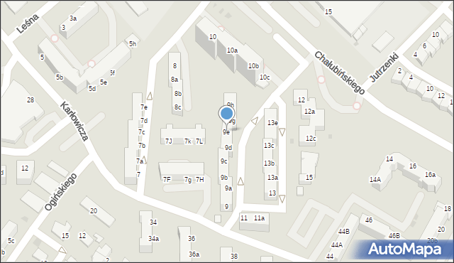 Koszalin, Karłowicza Mieczysława, 9e, mapa Koszalina