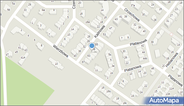 Koszalin, Kalinowa, 61, mapa Koszalina