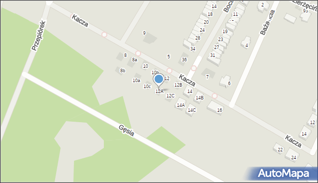 Koszalin, Kacza, 12A, mapa Koszalina