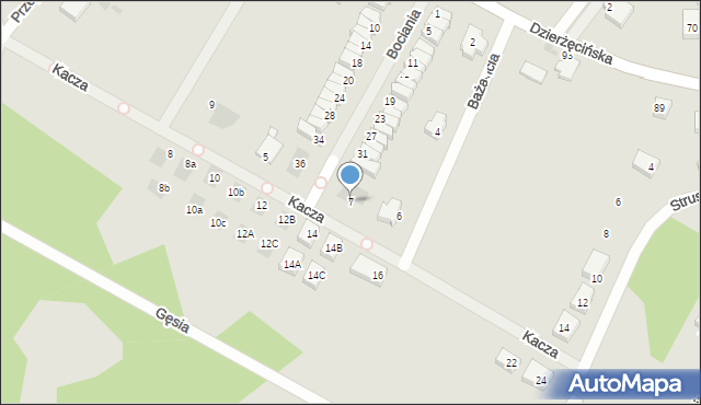 Koszalin, Kacza, 7, mapa Koszalina