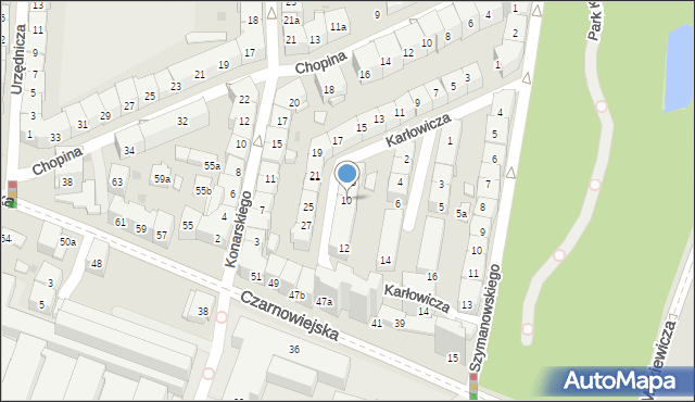 Kraków, Karłowicza Mieczysława, 10, mapa Krakowa