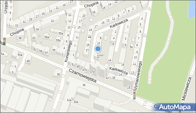 Kraków, Karłowicza Mieczysława, 12, mapa Krakowa