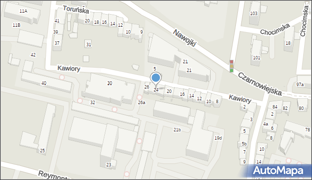 Kraków, Kawiory, 24, mapa Krakowa