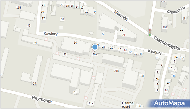 Kraków, Kawiory, 26a, mapa Krakowa