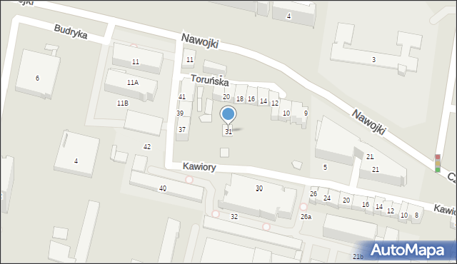 Kraków, Kawiory, 31, mapa Krakowa