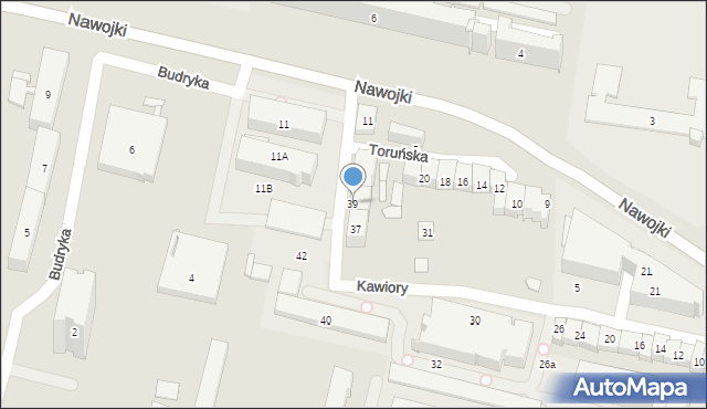 Kraków, Kawiory, 39, mapa Krakowa