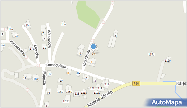 Kraków, Kamedulska, 3a, mapa Krakowa