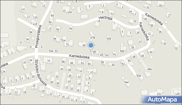 Kraków, Kamedulska, 47a, mapa Krakowa