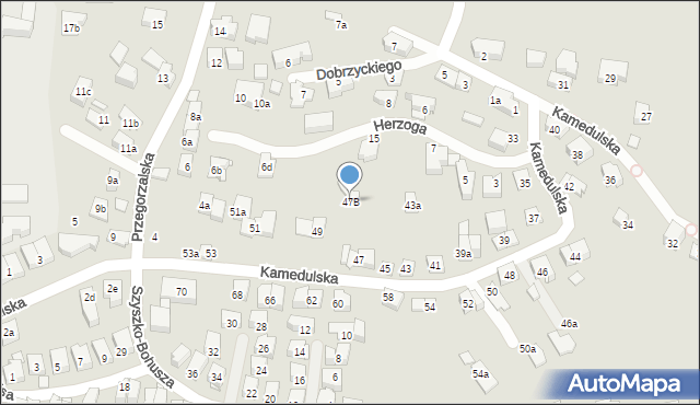 Kraków, Kamedulska, 47B, mapa Krakowa