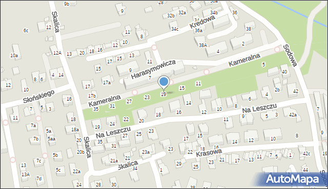 Kraków, Kameralna, 19, mapa Krakowa