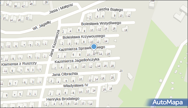 Kraków, Kazimierza Sprawiedliwego, 12, mapa Krakowa