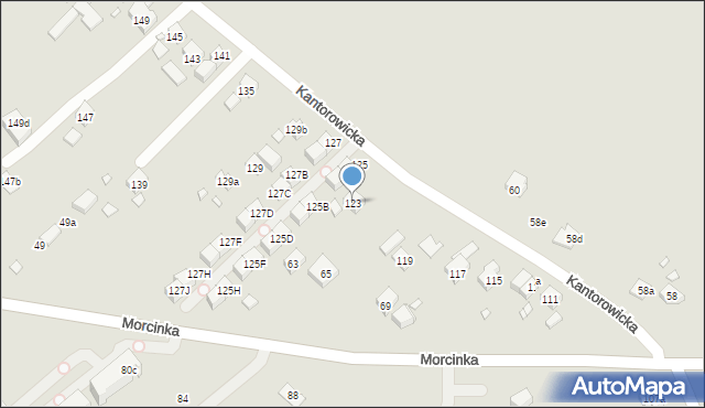 Kraków, Kantorowicka, 123, mapa Krakowa