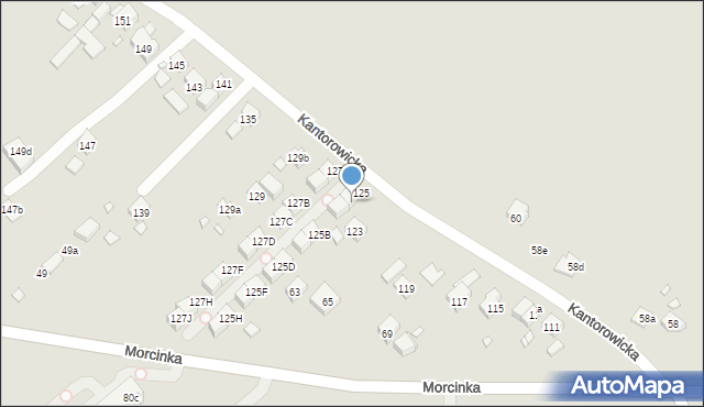 Kraków, Kantorowicka, 125A, mapa Krakowa