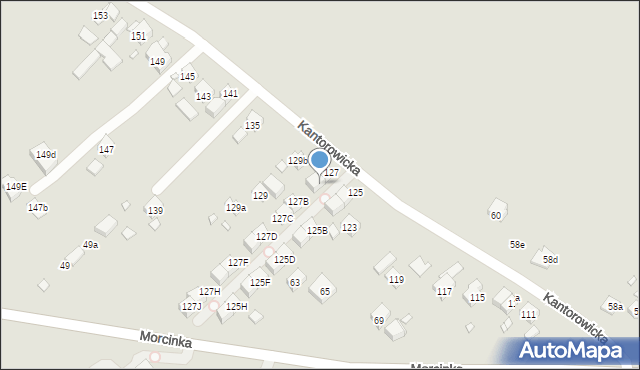 Kraków, Kantorowicka, 127A, mapa Krakowa